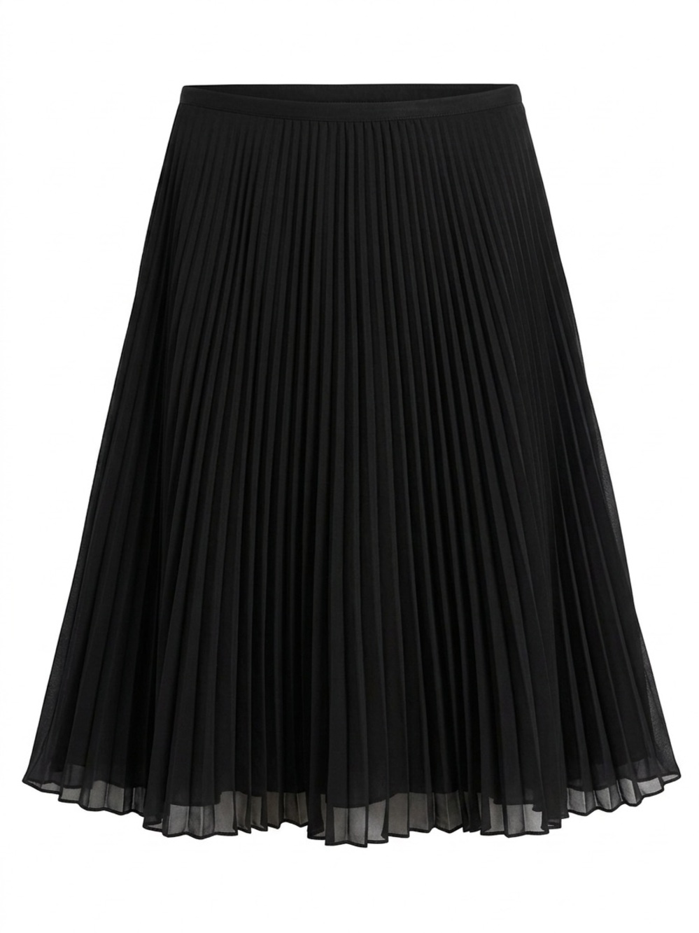 Carmen Marc Valvo Black Pleated Chiffon Midi Skirt Size 8